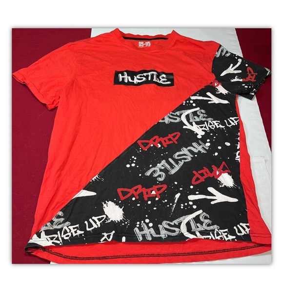 Hustle GS-115 RED Grafitti Art T-Shirt black Splatter Street Hip Hop Drip Men XL - Picture 8 of 9